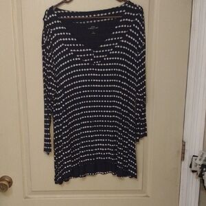 LOFT Black and White 3/4 Sleeve Polo Tunic